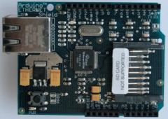 The Arduino Ethernet Shield allows an Arduino board to connect to the internet. It is based on the Wiznet W5100 ethernet chip.   The Wiznet W5100 provides a network (IP) stack capable of both TCP and UDP. It supports up to four simultaneous socke...