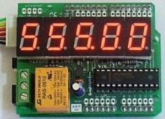 Combination of relay output and a 5-digit 7-segment display. Features: