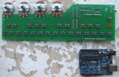 This is a board for making the Arduino into a portable stand alone music synthesizer. It plugs directly into the Arduino board and provides 25 multiplexed keys (2 full octaves), 4 pots, status LED, reset switch, digital to analog converter IC, and...