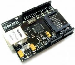 The Arduino Ethernet Shield allows an Arduino board to connect to the internet. It is based on the Wiznet W5100 ethernet chip.   The Wiznet W5100 provides a network (IP) stack capable of both TCP and UDP. It supports up to four simultaneous socke...