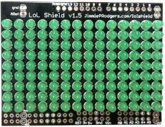 The LoL Shield is a charlieplexed LED matrix for the Arduino. The LEDs are individually addressable, so you can use it to display anything in a 9x14 grid. Scroll text, play games, display images, or anything else you want to do.