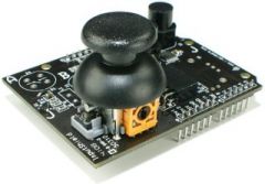 The InputShield provides a joy stick, two buttons, and vibration motor.