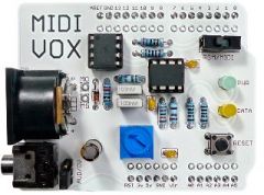 MidiVox turns an Arduino board into a programmable MIDI synthesizer.   The shield provides an isolated MIDI input jack along with a single-channel, 12-bit, digital audio output. Any MIDI keyboard with a DIN-5 output can be used to control the shi...