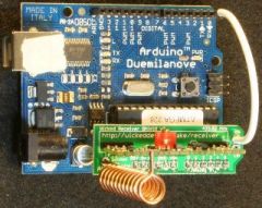 Operates at 433MHz.   Not a full shield format, but designed to plug into some of the Arduino headers. Provided as a kit including the board, radio receiver, antenna, wire, and headers.