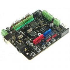 Romeo All-in-one Microcontroller with USB connection   Specialized library functions for robots   Based on the ATmega328   14 digital I/O, 8 analog I/O   Multiple power options   The DFRobot Romeo All-in-one Microcontroller (ATMega 328) is ba...