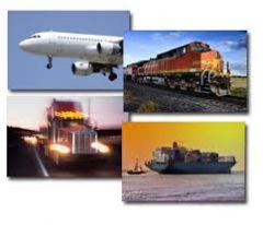 A system in which several types of transportation are used to move freight, especially when the starting and finishing point are far apart. 