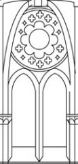 The diagram to the right shows a rose window with two ________ windows.