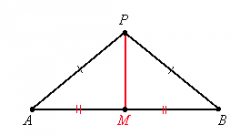 If AP ≅ BP, then P is on the perpendicular bisector of AB. Let M be the midpoint of AB. Now, ∆AMP ≅ ∆BMP by the side-side-side postulate. Therefore, ∠AMP ≅ ∠BMP since these are corresponding parts of congruent triangles. But these an...
