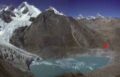 The final destination of a glacier/a deposit that marks the farthest point