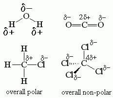 Electronegativity difference between atoms where one "hogs" the electrons owing to a partial negative charge, and a partial positive for the other.