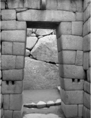 Typical window and door openings (example right) of this civilization’s structures were trapezoidal. Name the civilization and explain the reason for this particular geometry.