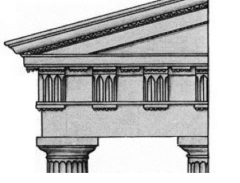 A frieze is made up of alternating panels: the __________ and the blank or sculpted ___________
that recall wooden rafter ends, between. Refer to illustration below.