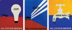 Posters for people in the middle of nowhere america- rural electrician administration. Brought simple geometry/modernism to American poster design. Bold  primary colors and lines.
http://www.designishistory.com/images/beall/beall.jpg
http://thin...