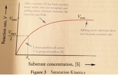 Km: substrate concentration when the reaction is at half of its Vmax. Found by finding the intersection of 1/2 Vmax and the slope of the reaction then drawing a horizontal line 
