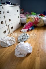 scatter the clothes about our home