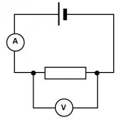 We use a voltmeter that connects to the two ends of the component