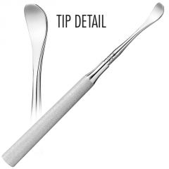Used to pry periosteum or muscle from bone surface; blade-like structure at one or both ends of the handle