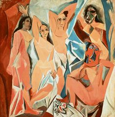 in "Les Demoiselles d'Avignon", Picasso draws influence from African sculpture, allowing him to do what?