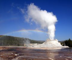 • a hot spring which erupts and ejects water
• Yellowstone National Park has about 500 geysers