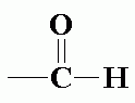 Carbon double bonded with oxygen, and bonded with hydrogen.