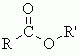 Carbon double bonded wtih oxygen, and bonded with oxygen. ('R' stands for carbon chain)