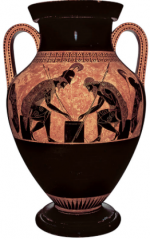 Greek vase painting

- c.540-530 bce
- an example of the Black Figure style

- painted ceramic amphora
