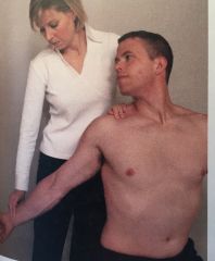 test for Thoracic outlet syndrome


-locate radial pulse


-pt head is rotated to face the test shoulder


--pt extends head while examiner ER and extends shoulder 


-pt instructed to take deep breath and hold it


(+) = disappearance of pulse p...