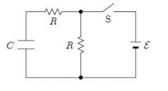 

n the circuit shown, both resistors have the same valueR. Suppose switch S is initially closed.When it is then opened, the circuit has a time constantτa. Conversely, suppose S is initiallyopen. When it is then closed, the circuit has a time ...