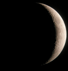 New Moon 
 the phase of the moon when it is in conjunction with the sun and invisible from earth, or shortly thereafter when it appears as a slender crescent.