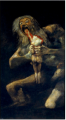 Goya,The Black Paintings: Saturn Devouring His Children, 1819-23