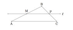 Given triangle ABC, where M is the midpoint of AB and l is the line through M, parallel to AC, and the information from the previous problem, show that P is the midpoint of BC.