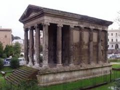 Roman period, 509 BCE – 330 CE 
- late 2nd century bce 
- Rome 
- perhaps dedicated to Portunus
- uses the etruscan system of rectangular calla and a front porch at one end reached by a broad, inviting flight of steps  