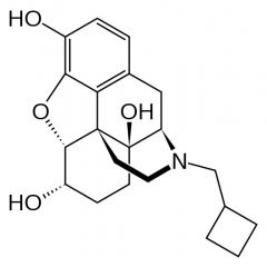 derivato morfina

cBu-CH2 sull'N

antagonista rec oppioidi mu

agonista rec K

SAR -> dimensione sostituente sull'N determina attività agonista/antagonista