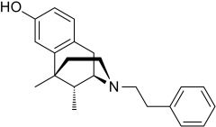 analgesico narcotico > benzomorfani

N-fenetile sull'N

agonista rec oppioidi mu

sintesi = Grignard e lutidina iodometilata - bromuro di cianogeno BrCN