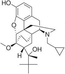 analgesico narcotico > oripavine

SAR = ponte etilenico C-C + OH in 3 e OCH3 in 6 + C 4° in 7 che lega CH3 OH e gruppo lipofilo tBuCH2 che forma leg accessorio -> oppioidi + potenti in assoluto

cPrCH2 sull'N -> agonista parziale rec oppioidi m...