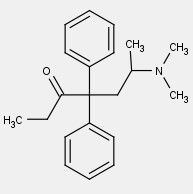 analgesico narcotico > 3-fenilpropilammine

EtC=O

agonista rec oppioidi mu

idrolizzato in vivo a metadolo ancora attivo

attività = morfina ma - tossico e - dipendenza -> recupero tossicodipendenti

sintesi = toluene KCN Br2 + Friedel Craf...