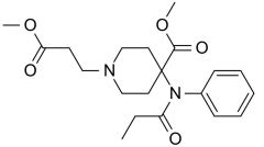 analgesico narcotico > 4-anilinopiperidine

EtCOOEt + CH2COOEt in 4

agonista rec oppioidi mu

gruppo polare EtCOOEt -> azione ultrabreve -> anestetico