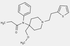 analgesico narcotico > 4-anilinopiperidine

tiofeniletile + CH3OCH2

agonista rec oppioidi mu

+ potente della morfina -> uso ospedaliero