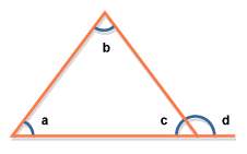 (2) Angles correspond to their opposite sides 
(3) Angle a = Angle b then Opposite sides are equal. 
(4) The biggest angle of a triangle will be opposite to the biggest side of this triangle.