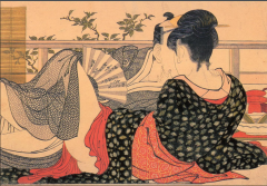 Utilized woodblock
Utilized registration (different blocks for different colors)
Uki yo-e (images of leisure in high society)