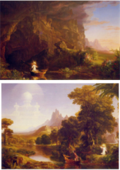 Top:Cole, Voyage of Life Cycle: Childhood, 1840-42 

Bottom:Cole, Voyage of Life Cycle: Youth, 1840-42