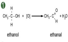 Primary alcohol + [O] -> Aldehyde + H2O


 


Conditions: 


- K2Cr2O2/H2SO4


- Distil immediately