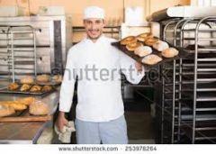   He works in the bakery