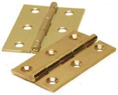 A door or window hinge consisting of two rectangular metal plates which are joined with a pin, fastened to butting surface such as the face of a jamb or edge of a door.