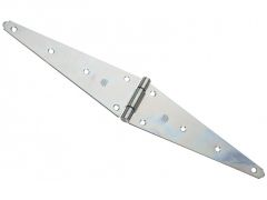 A surface mounted hinge with long flaps of metal on each side by which it is secured to a door and adjacent post, frame, or wall.