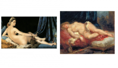 Left:Ingres, The Great Odalisque, 1814  

Right:Delacroix, Reclining Odalisque, 1827-28