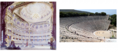 Left: Interior View of the Comédie Française 

Right: Ancient Greek Amphitheatre, n.d.