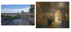 Left: Louvre Museum, Paris 

Right: Painting of the 16th Century Room in the Museum ofFrench Monuments, c. 1817
