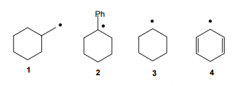 Rank the following alkyl radicals in order of increasing stability (least < < most)


