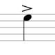 Indicates a single note that should be played louder.